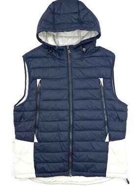Pajar Mens Elm Puffer Vest Hooded Full Zip Jacket Sz XL Thinsulate Navy White